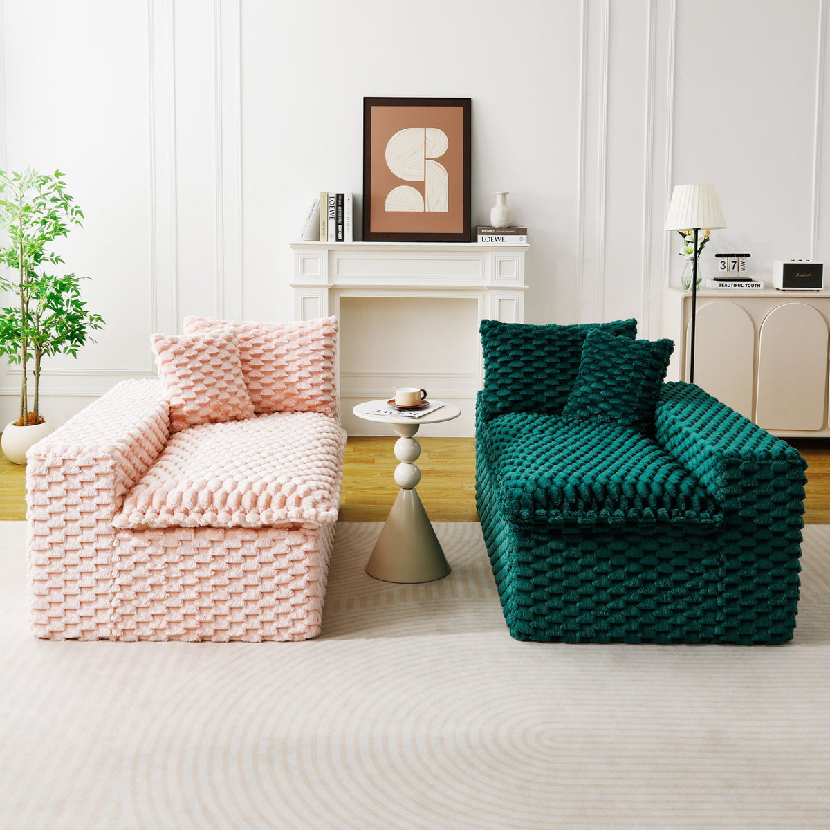 Luxury Multifunctional Sofa for Living Room with Adjustable Layout - Black, Dark Green, White, Pink