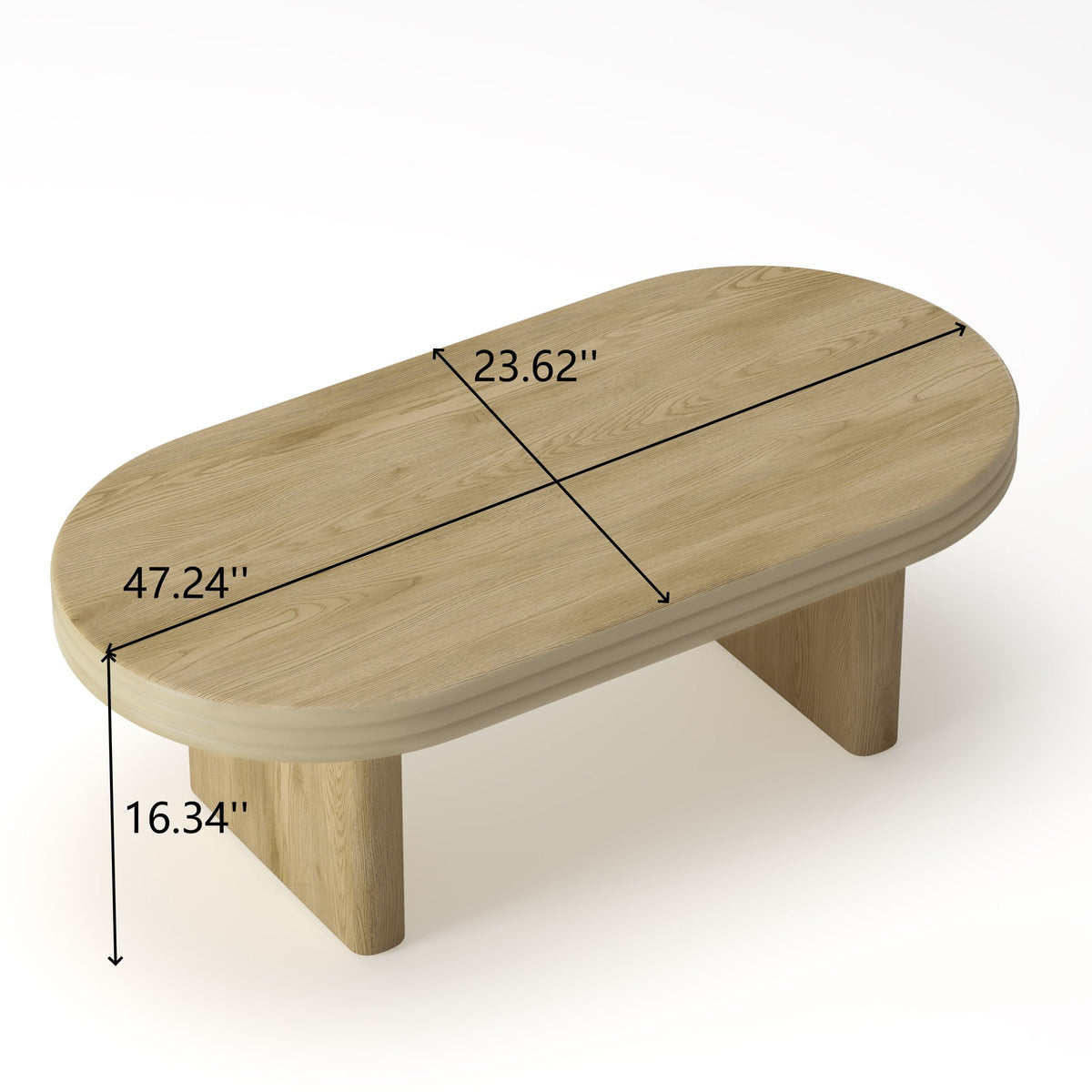 Oval Fluted Coffee Table with Fluted Detail - Natural