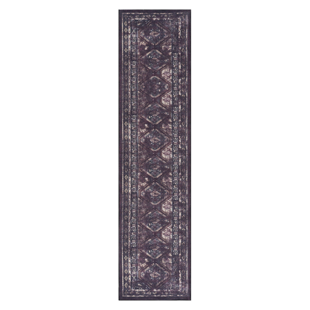 Washable Runner Rug with Easy Care - Beige, Dark Gray, or Black