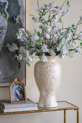 Large Vase with Capiz Shell Motif - Gold & White