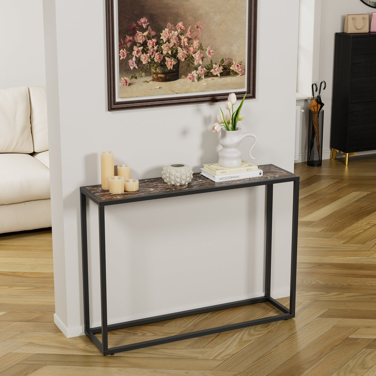 Narrow Console Table with Slim Profile - Solid Wood