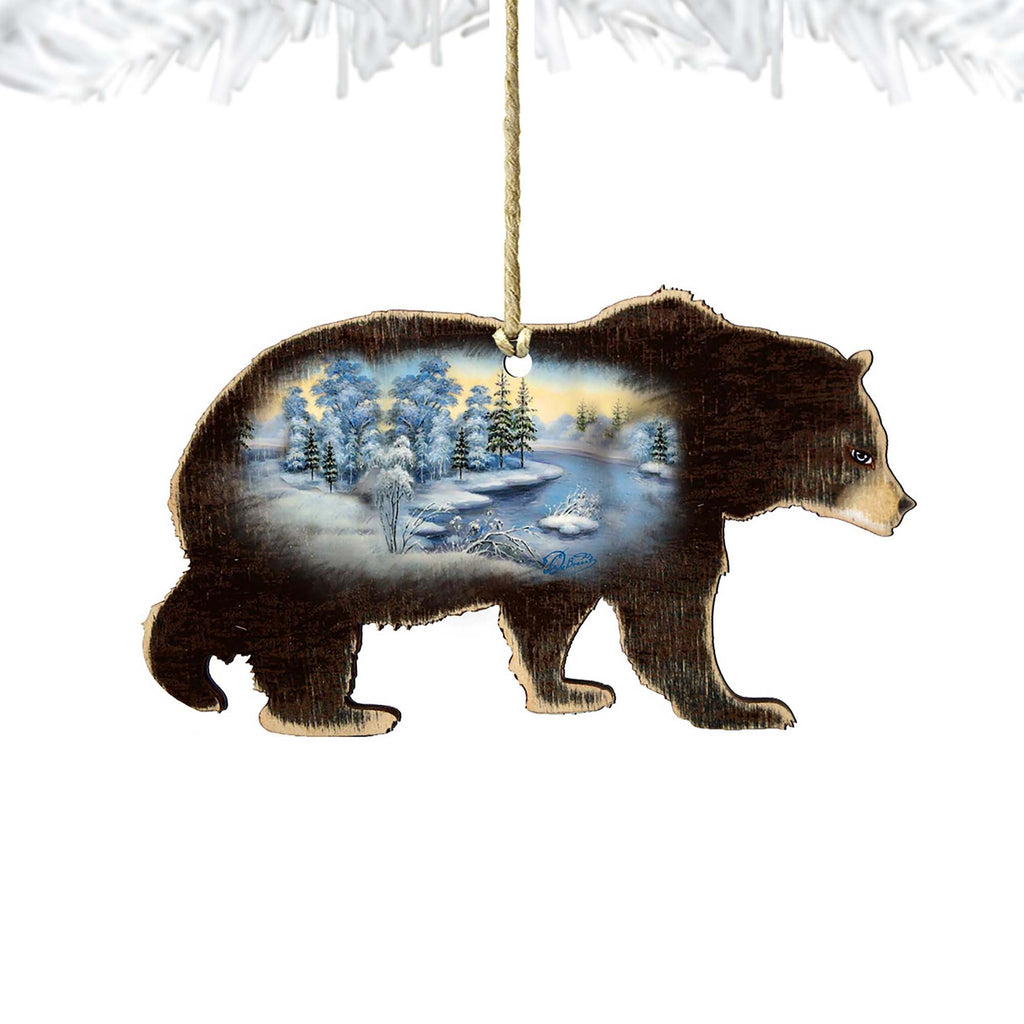 Black Bear Wooden Ornaments by G. DeBrekht - Wildlife Holiday Decor - 8198215-5