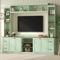 4-in-1 Entertainment Center Wall Unit with Bookshelf for TVs Up to 70" - Black, White, Green