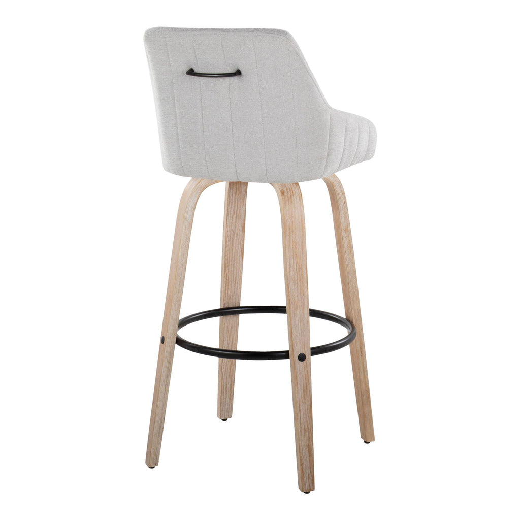 Transitional Fixed Height Barstool Set with Swivel and Round Footrest - Beige, Gray, Light Brown