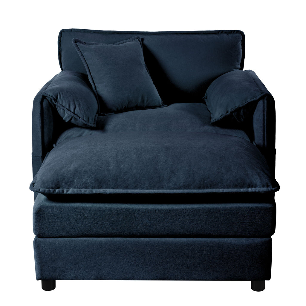 Oversized Chair & Ottoman with Soft Upholstery - Blue or Black