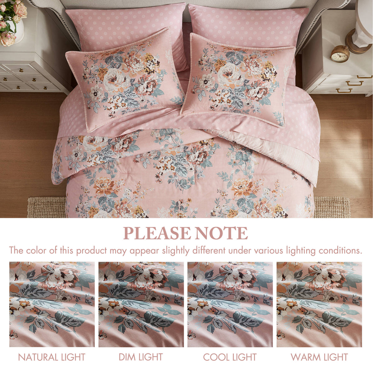 Cal King Floral Print 7-Piece Bedding Set with Comforter - Multi-Color
