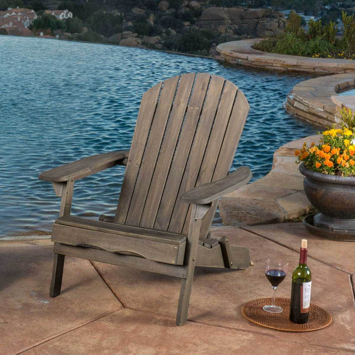 Malibu Adirondack Chair with Foldable Design - Acacia Wood