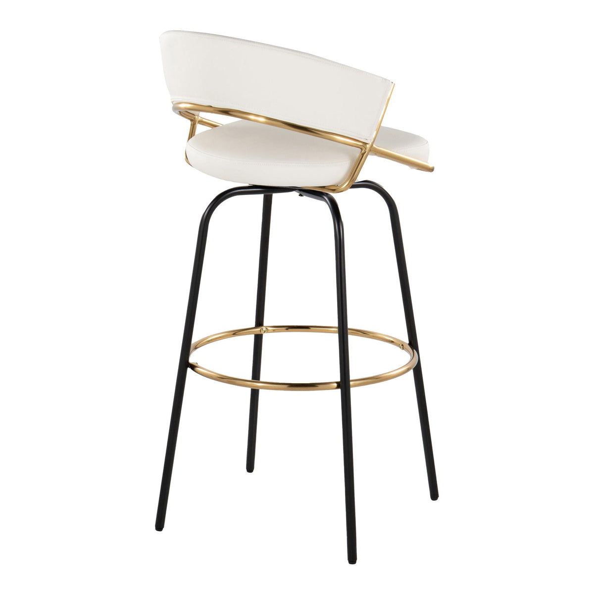 Fixed Height Contemporary Barstool Set with Swivel Footrest - Black or White