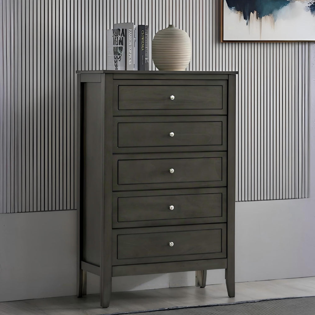 5 Drawer Storage Chest with Metal Hardware - Multiple Colors