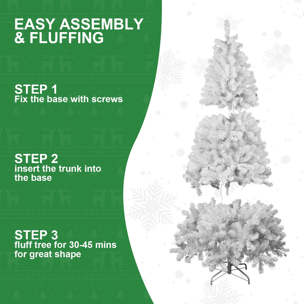 8ft Christmas Tree with Sturdy PVC & Metal Frame - White or Black