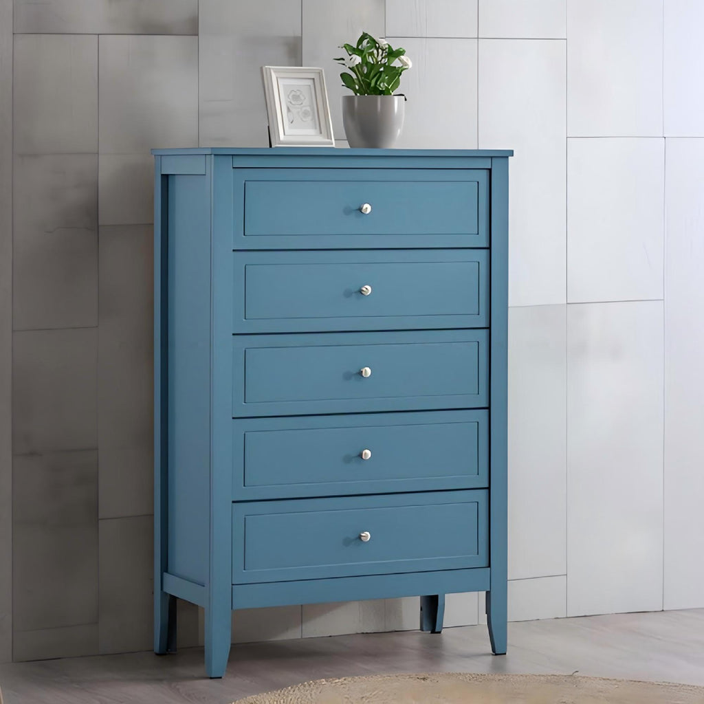 5 Drawer Storage Chest with Metal Hardware - Multiple Colors