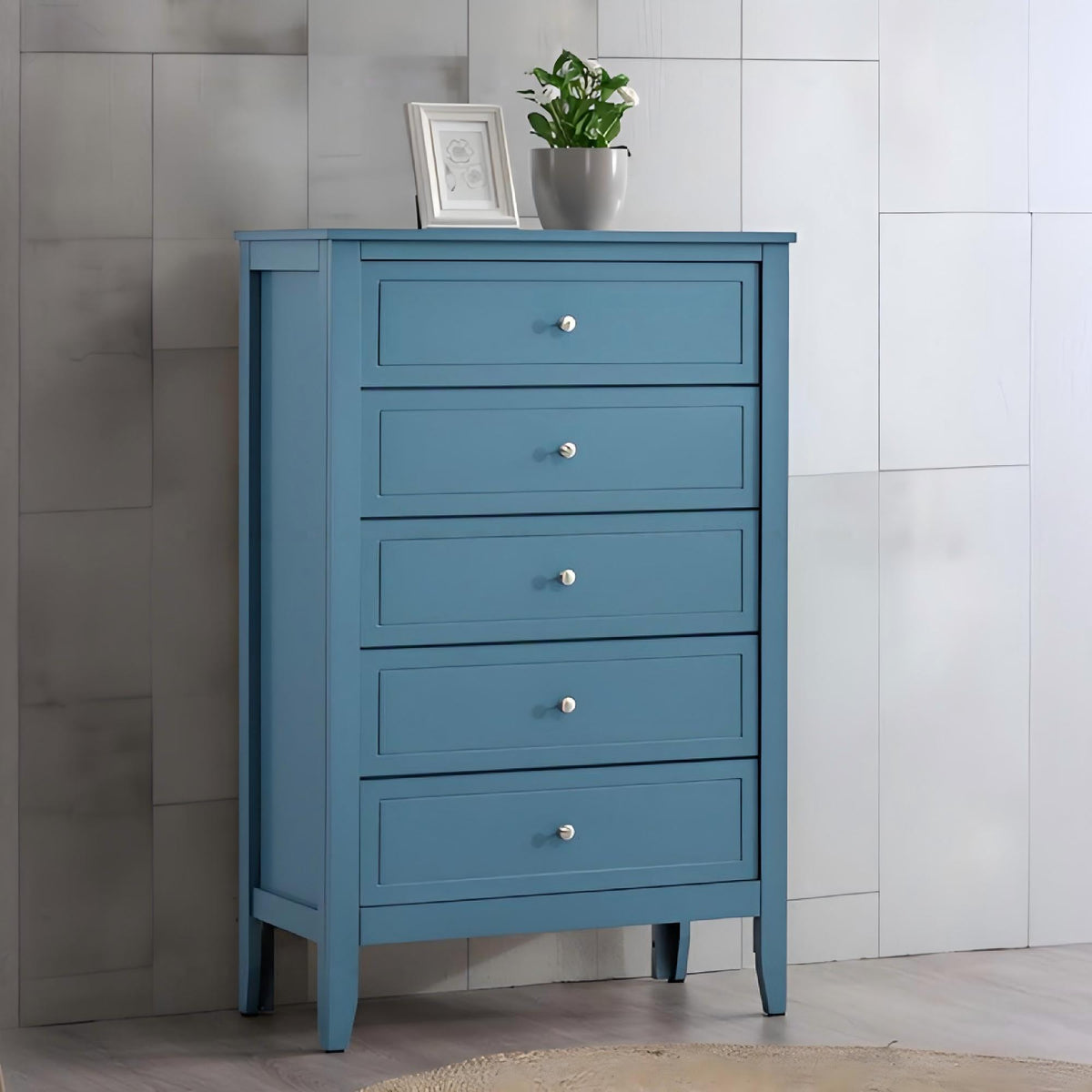 5 Drawer Storage Chest with Metal Hardware - Multiple Colors