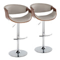 Mid Century Modern Adjustable Barstool Set of 2 with Swivel Footrest - Pearl Silver, Beige, Black
