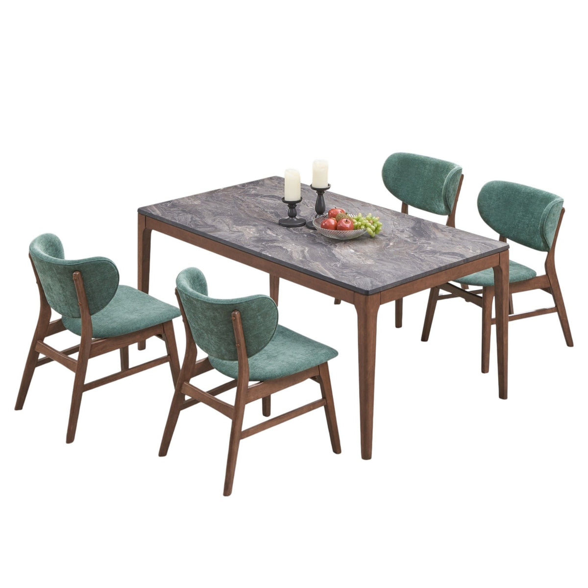5 Piece Dining Room Set with Upholstered Chairs - Blue or Dark Green