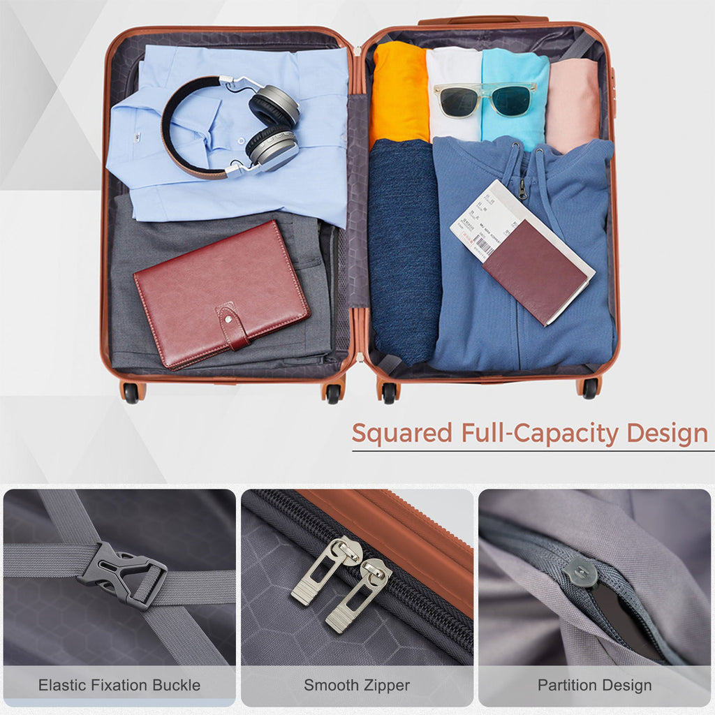 ABS 3-Piece Hard Case Luggage Set with TSA Lock - Charcoal