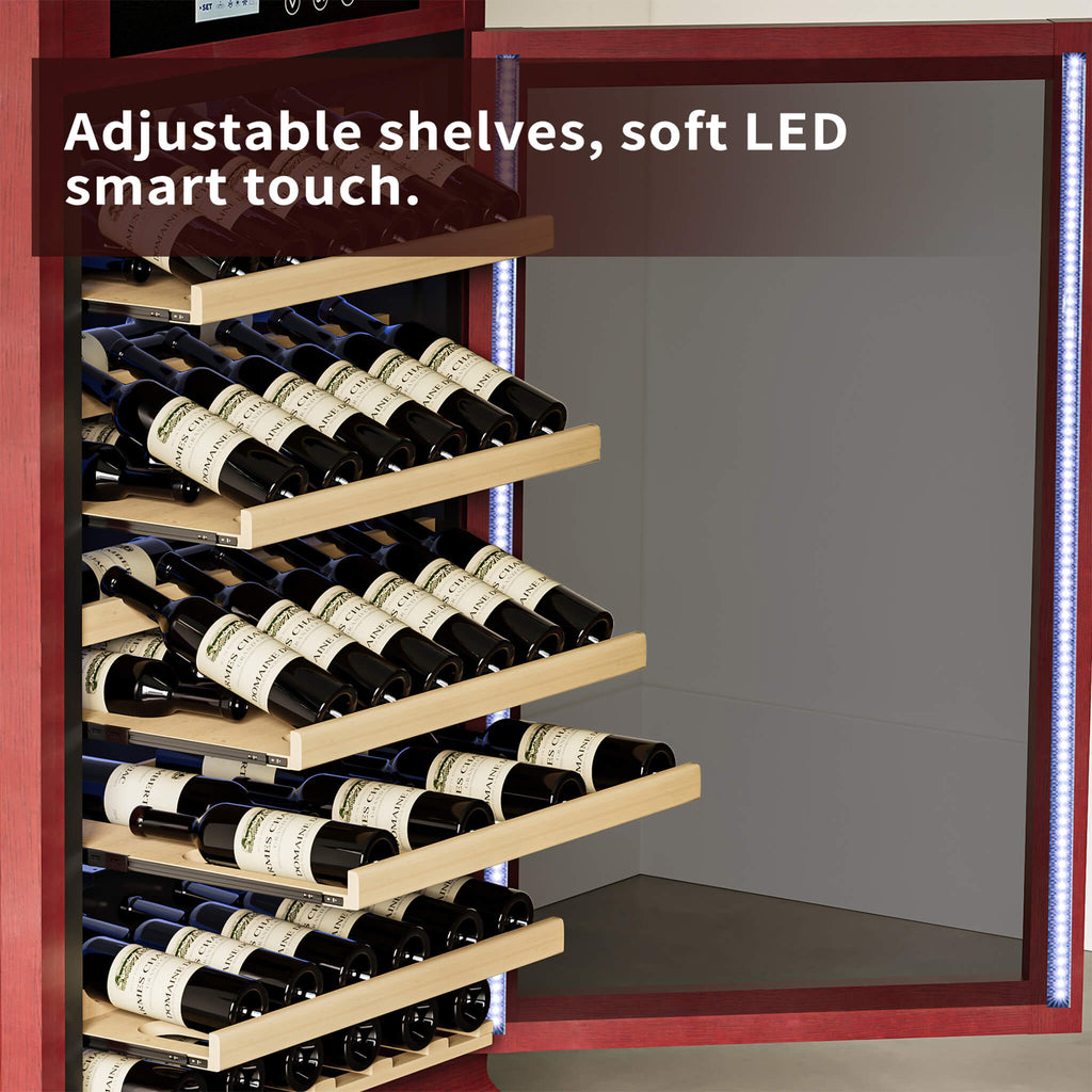 56-Bottle 7.5 Cu.Ft Single-Zone Multi-Tiered Wooden Wine Cooler Cabinet With Humidity And Temperature Controls (SAK73195)
