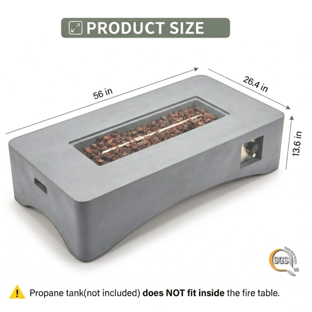 56-Inch 50K BTU Outdoor Modern Propane Fire Pit Table (SAK56830)