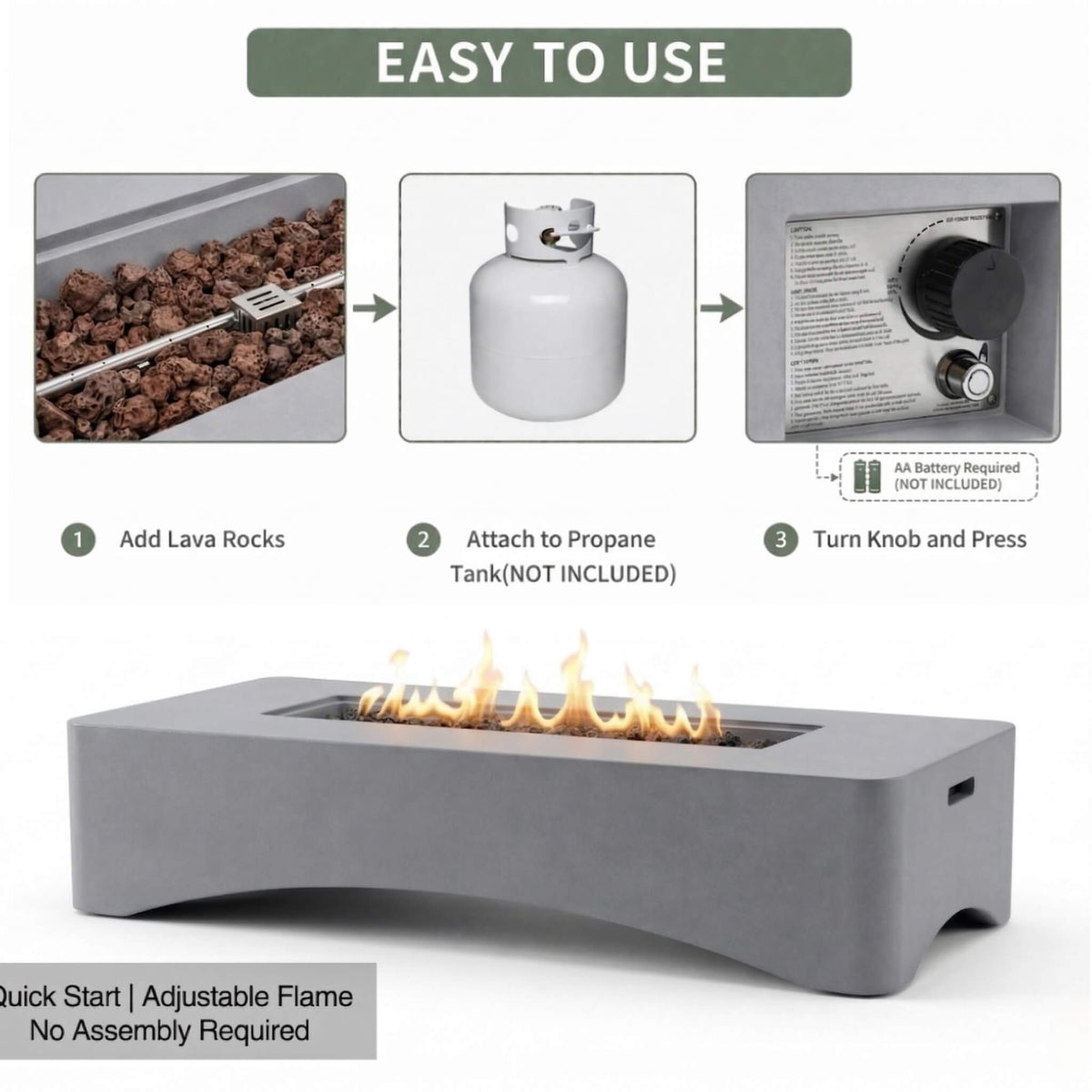 56-Inch 50K BTU Outdoor Modern Propane Fire Pit Table (SAK56830)