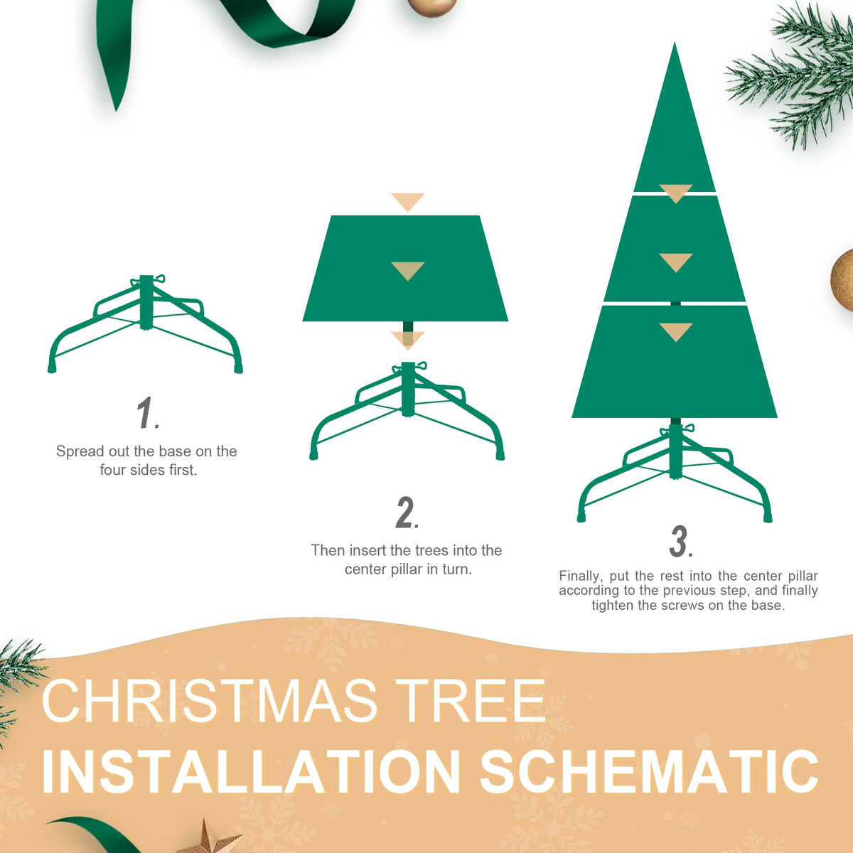 6FT Christmas Tree with 1032 PE+PVC Tips - Green