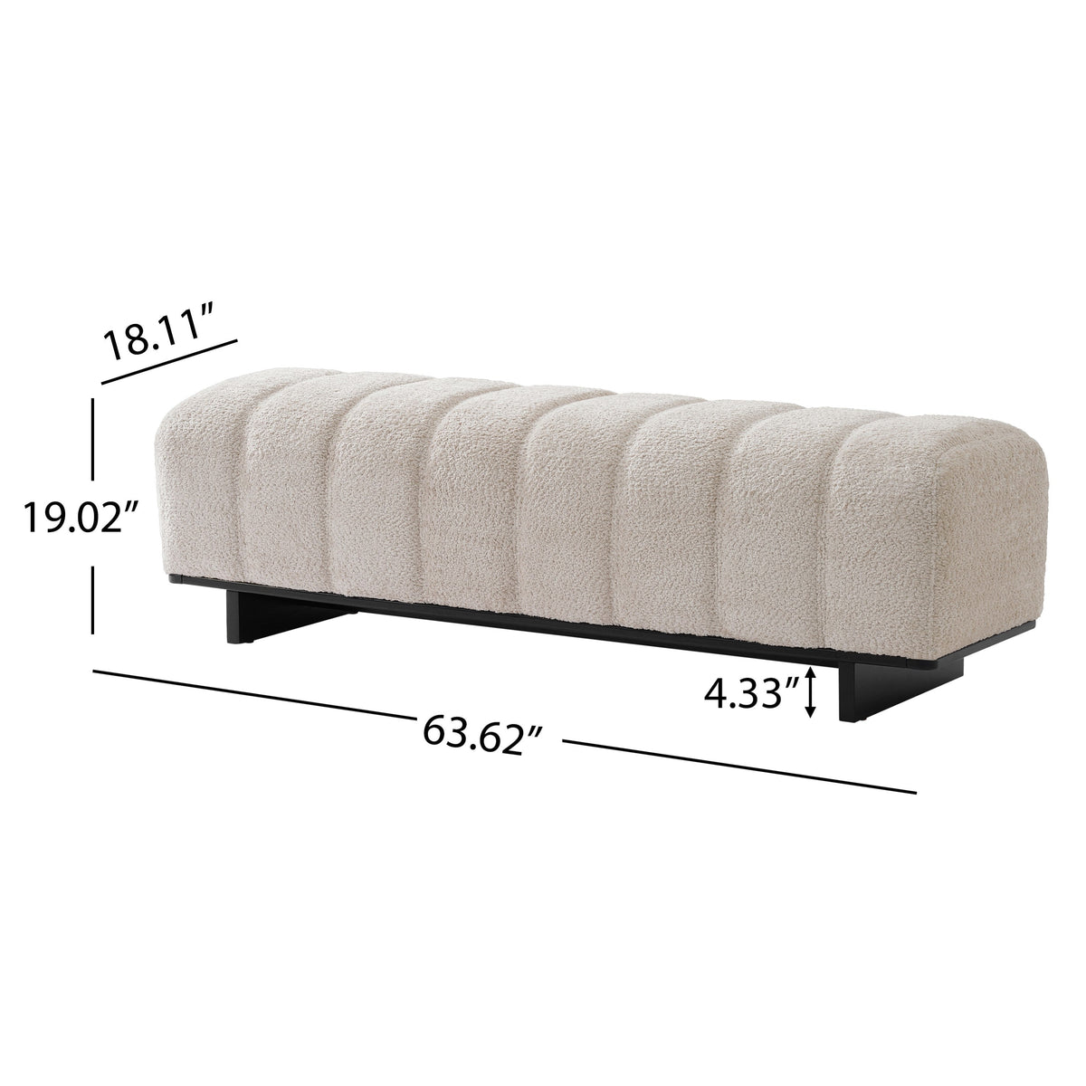 Indoor Dining Bench with Faux Fur Upholstery - Beige