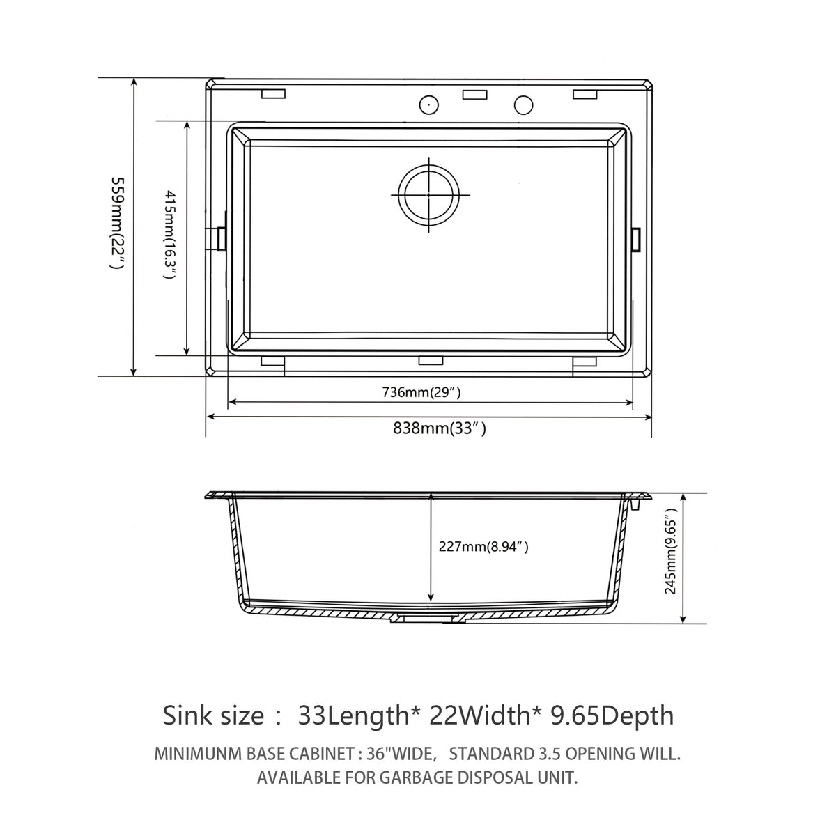 Quartz Kitchen Sink with Durable Design - Black or White
