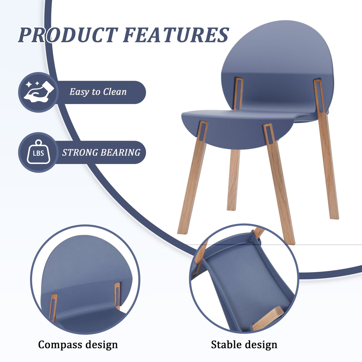 Traditional 4 Piece Outdoor Chair Set with Round Table - Multiple Colors
