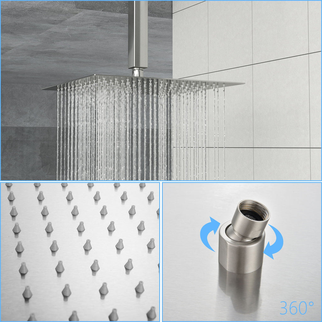 Ultra Thin Square Rainfall Shower Head Stainless Steel, Wall Or Ceiling Mount