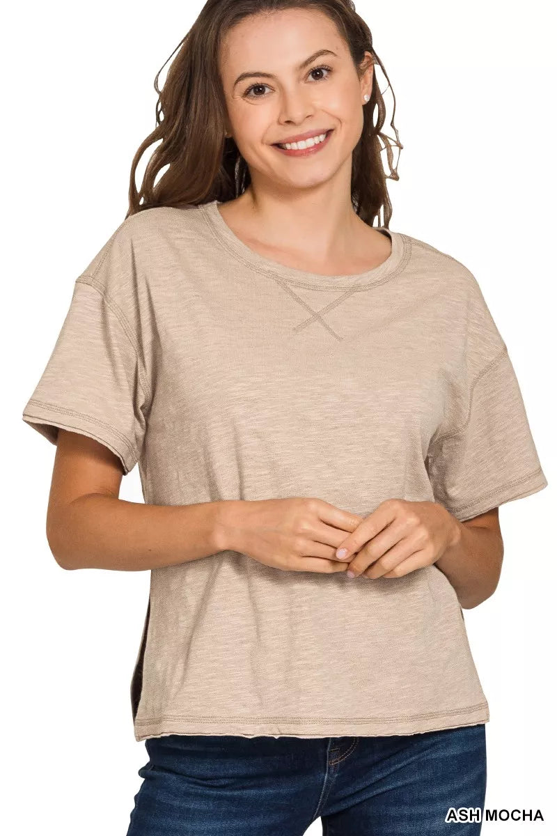 Zenana Cotton Slub Short Sleeve Tee