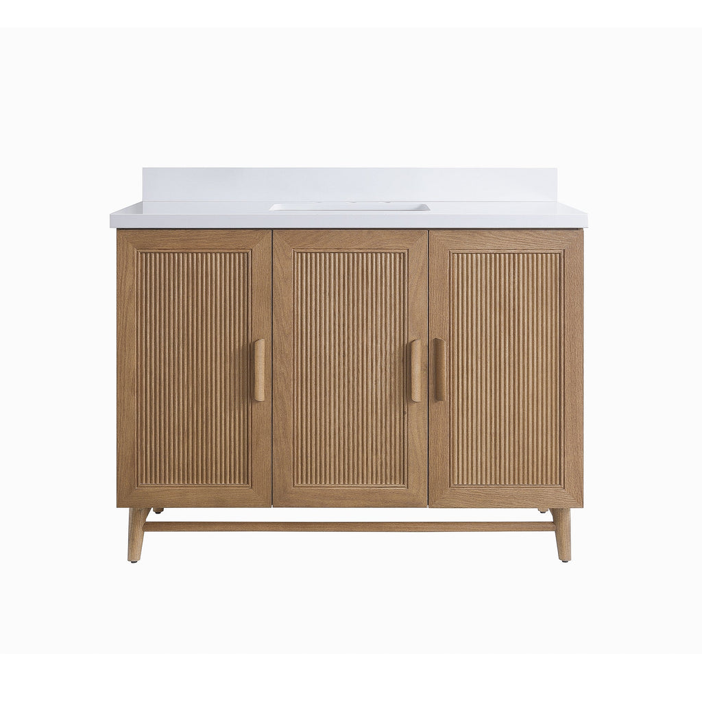 Fully Assembled 48" Freestanding Single Sink Light Coffee Bathroom Vanity