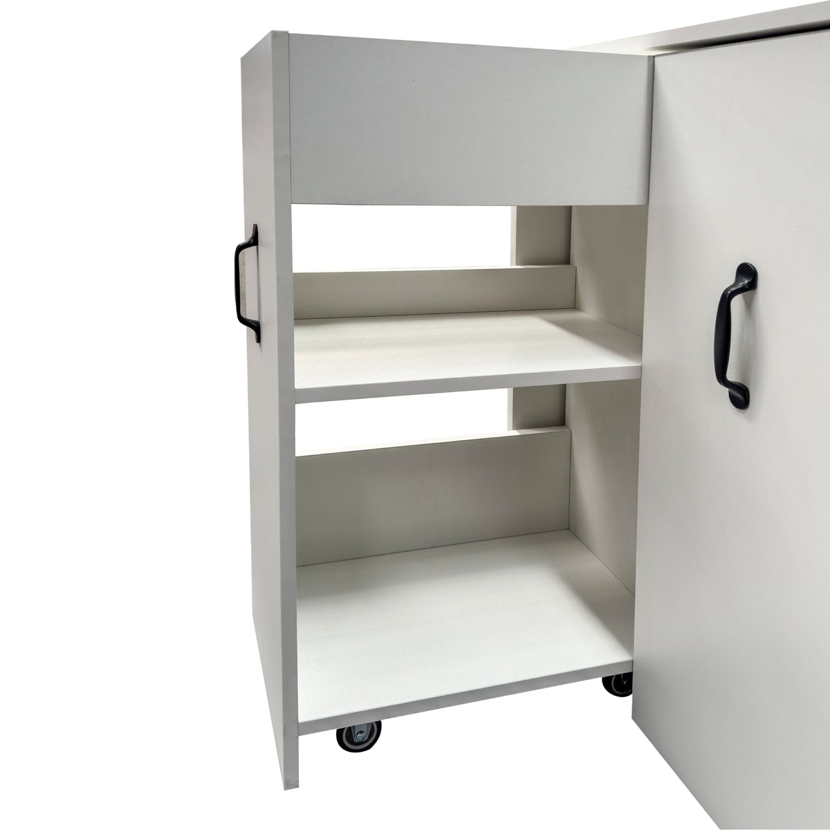 3 Tier Wooden Bookcase with Slide Out Drawer Storage - White