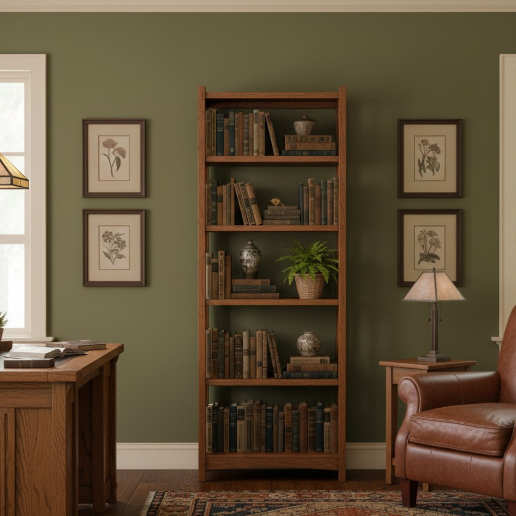 Pre-Order Mission Spindle Side 5 Shelf Bookcase - Michael's Cherry (MC1)
