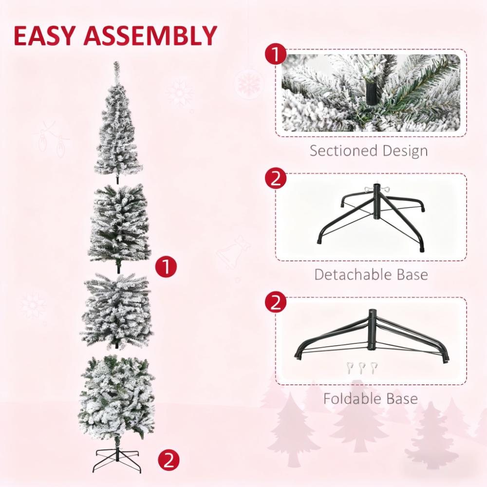 9ft Flocked Christmas Tree with Faux Snow - White