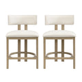 26" Counter Height Bar Stool, Upholstered Counter Stools (Set of 2) - Light Ash + Beige