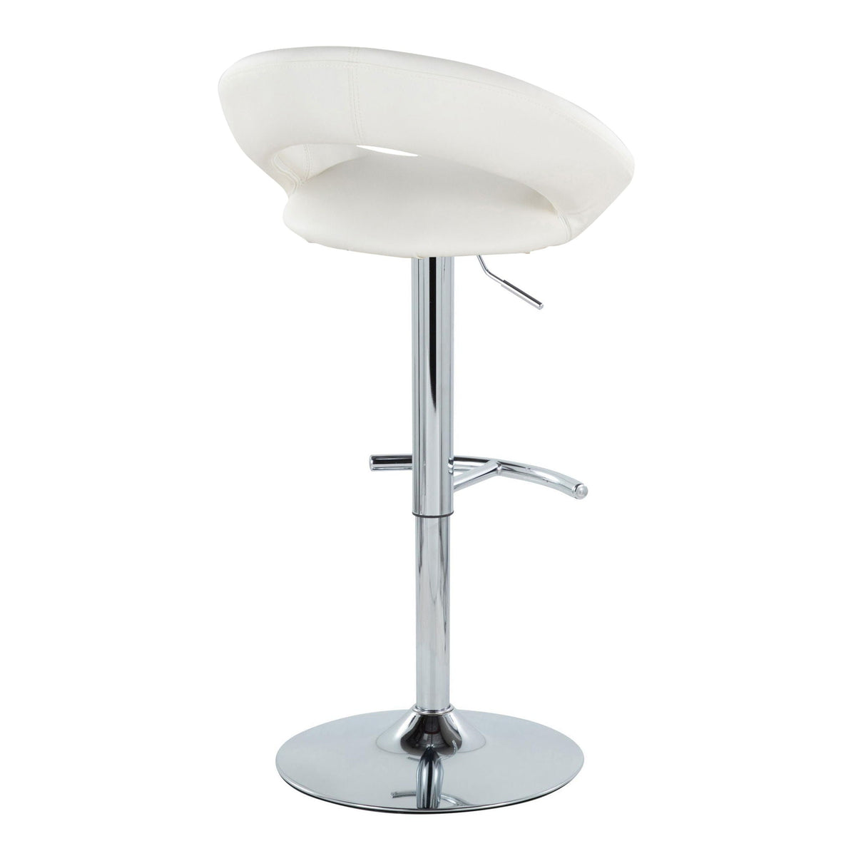 Contemporary Adjustable Barstool Set with Swivel and Rounded T Footrest - White or Black