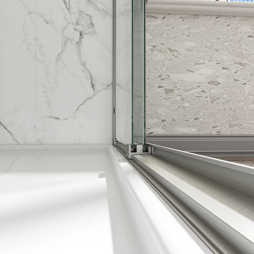 Brushed Nickel Double Bypass Sliding Shower Door with Reversible Installation - 60" W x 72" H