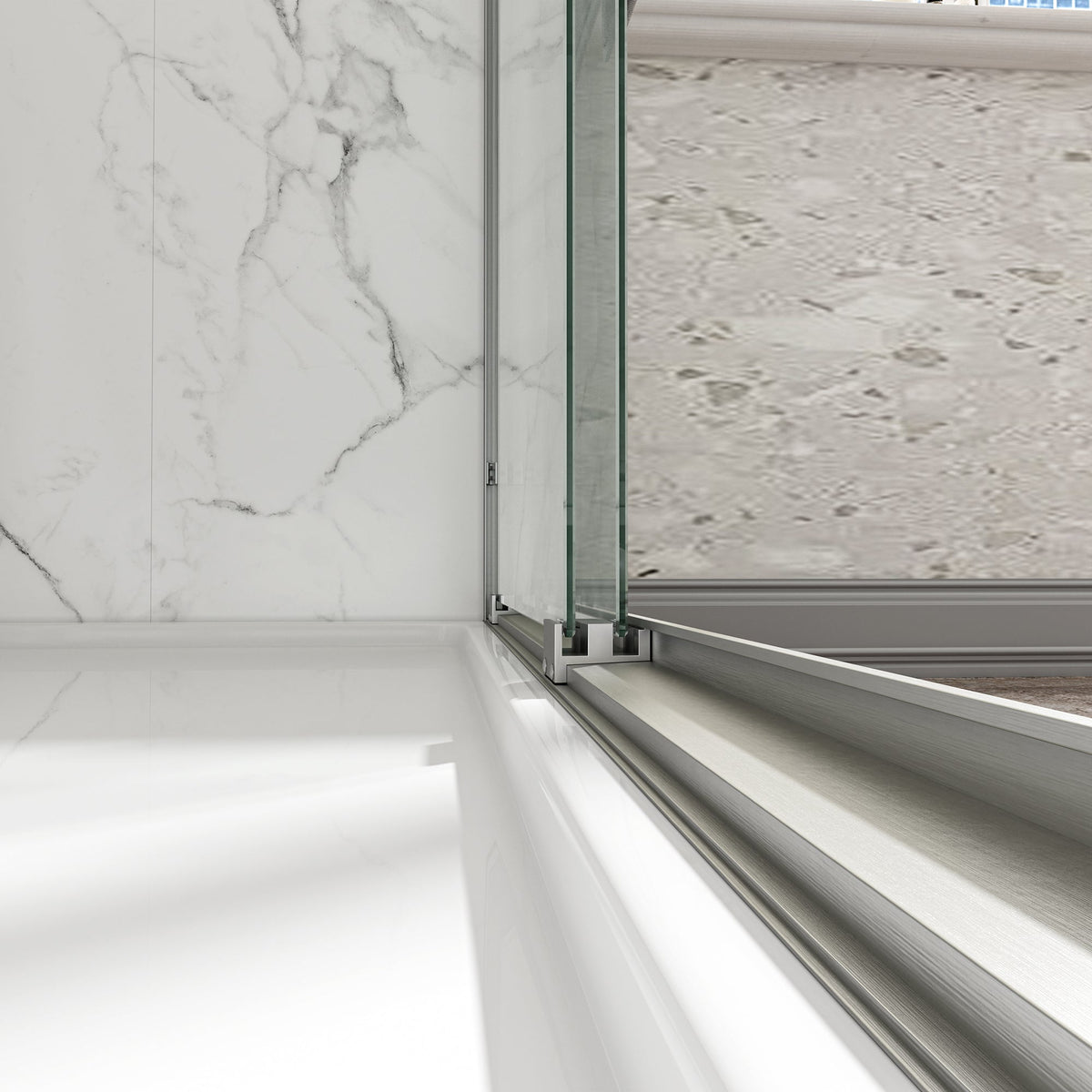 Brushed Nickel Double Bypass Sliding Shower Door with Reversible Installation - 60" W x 72" H