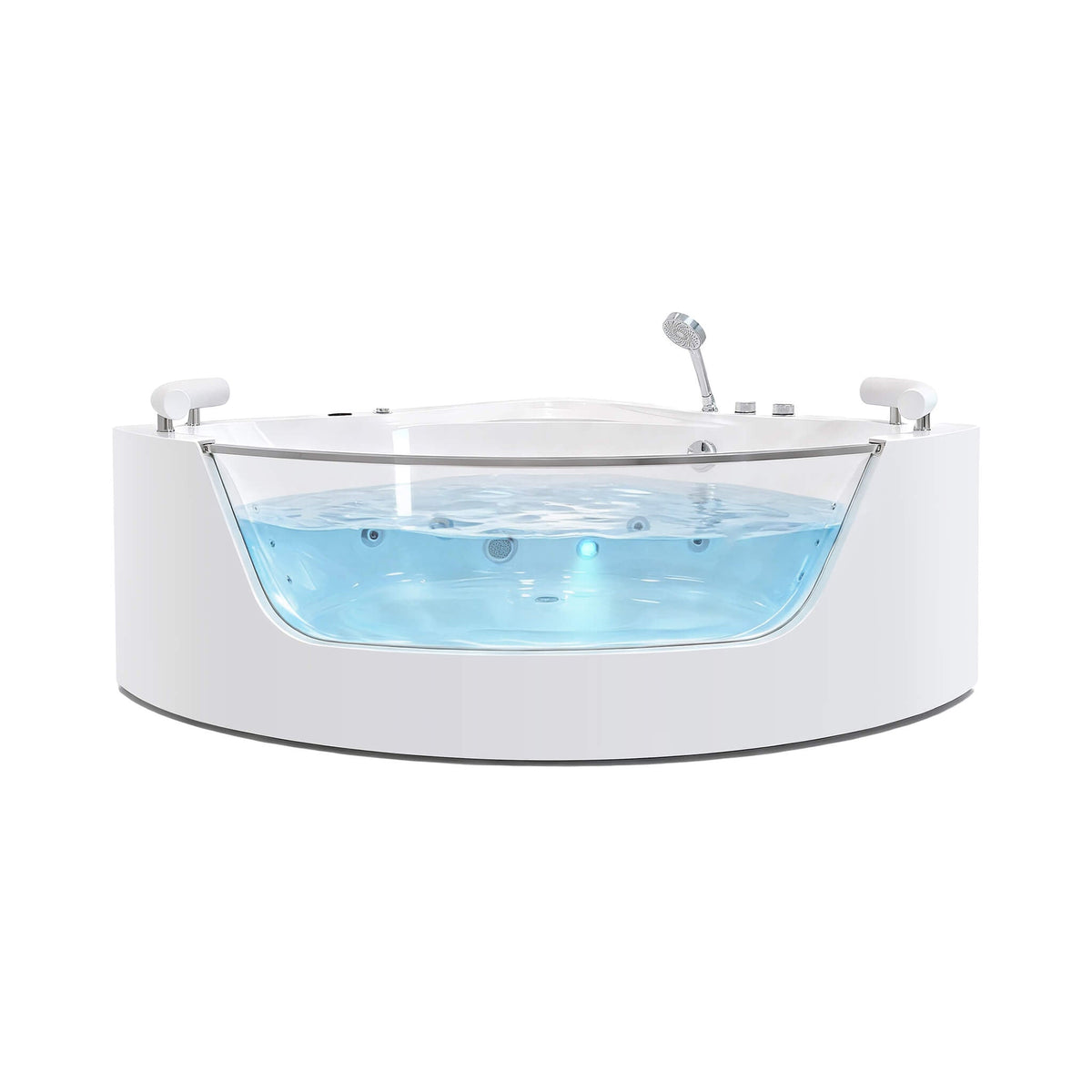 Serenity 59-Inch 2-Person Acrylic Corner Whirlpool 16-Jet Hydromassage Bathtub With Heater Rainbow Light (SAK12058)