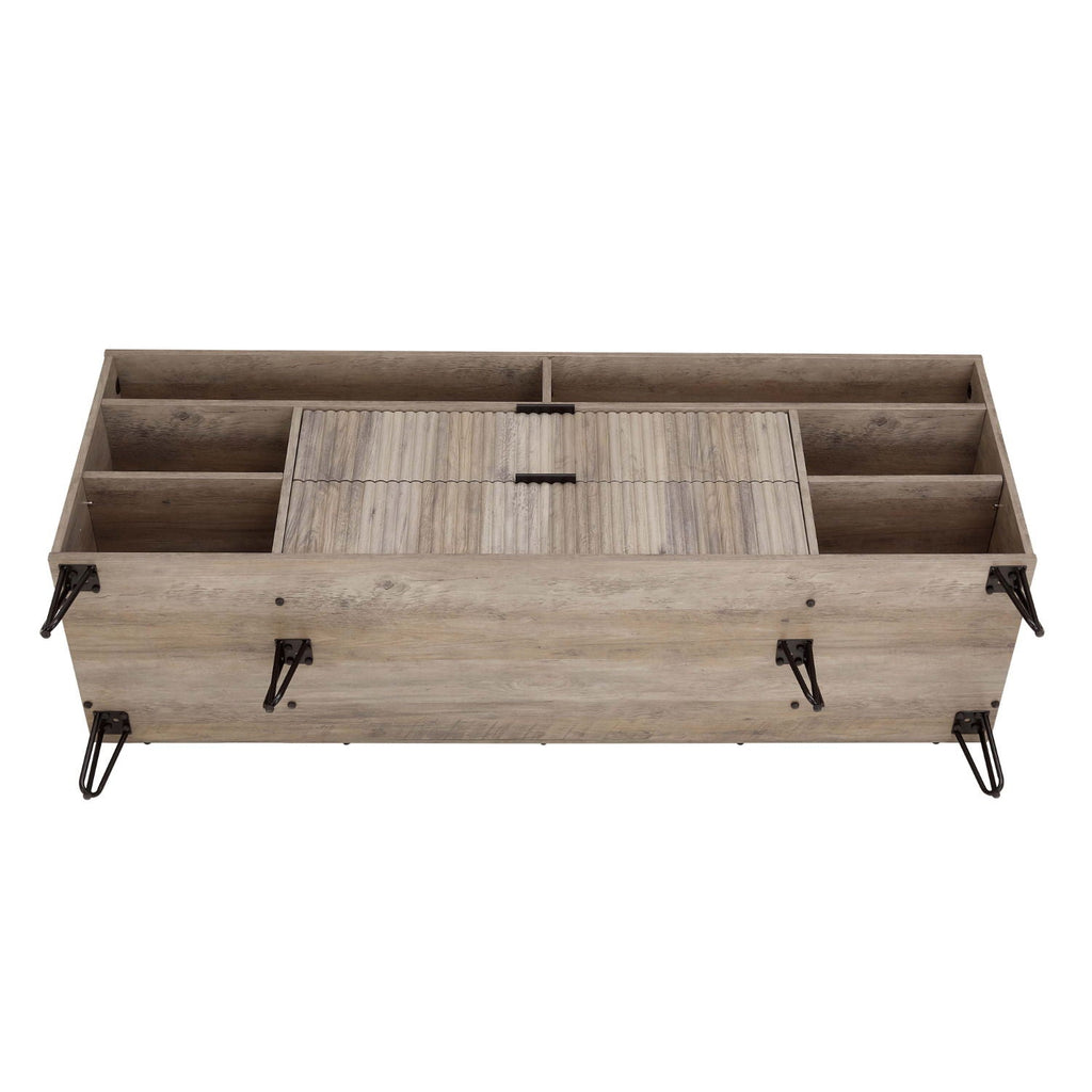 Fluted TV Stand with Storage and Metal Legs - Multiple Colors