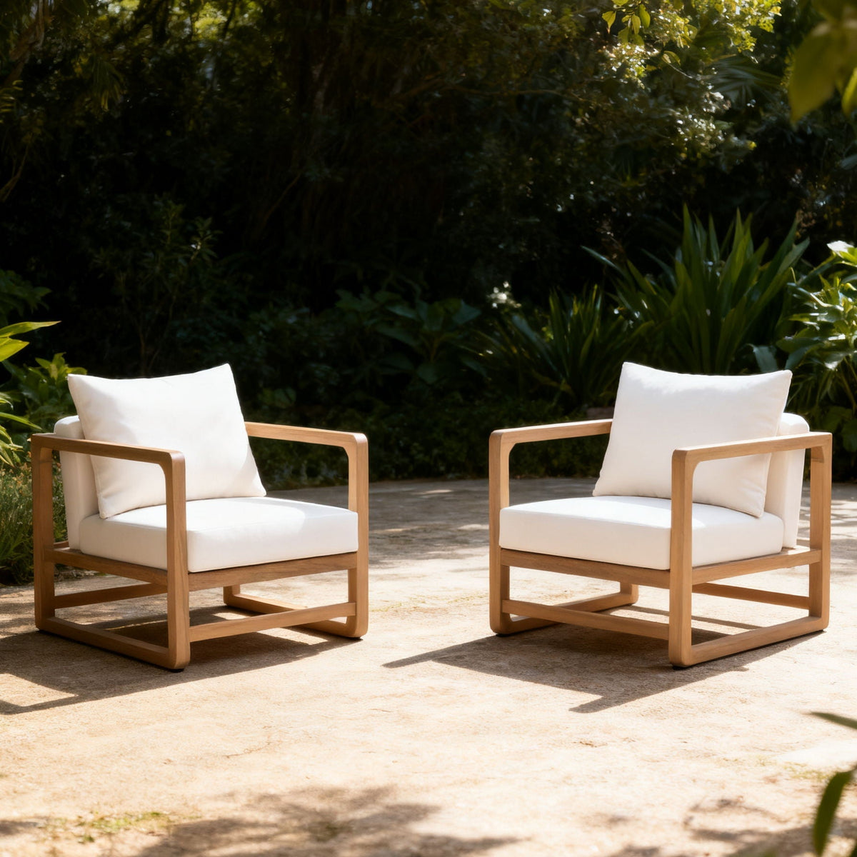 Outdoor Lounge Chair With Oversized Cushion Set For Patio