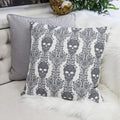 Gothic Damask Skull Throw Pillow – Black & White Cotton Linen