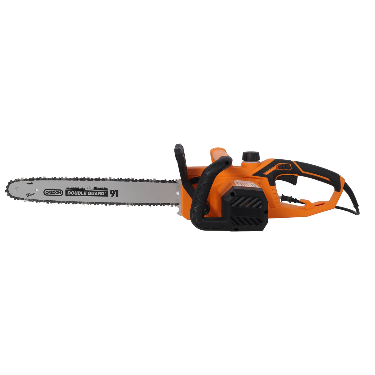 18 Inch Electric Chainsaw with Quick Chain Adjustment Knob - Orange/Black