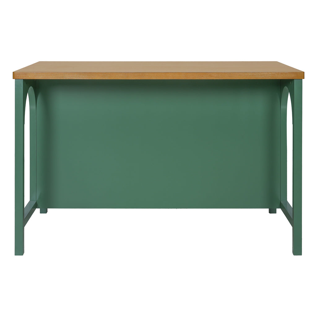 56" Farmhouse Kitchen Island with Open Storage – Green/Natural or White+Natural