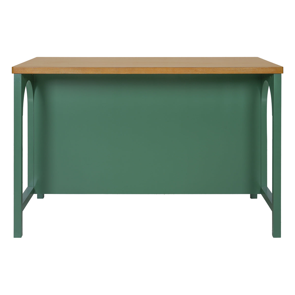 56" Farmhouse Kitchen Island with Open Storage – Green/Natural or White+Natural