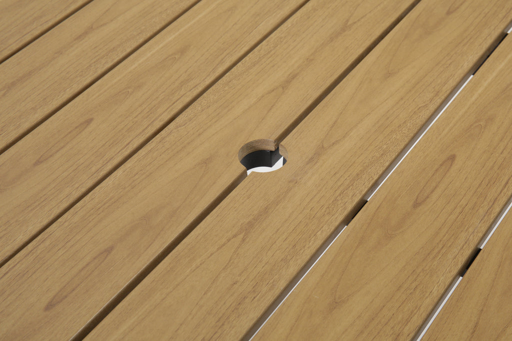 Outdoor Folding Dining Table for 4-6 with Umbrella Hole - Steel