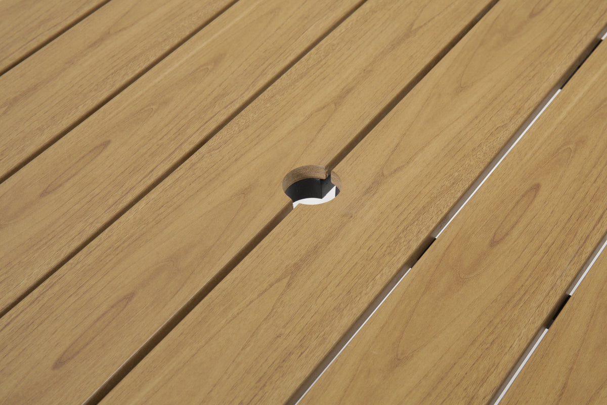 Outdoor Folding Dining Table for 4-6 with Umbrella Hole - Steel