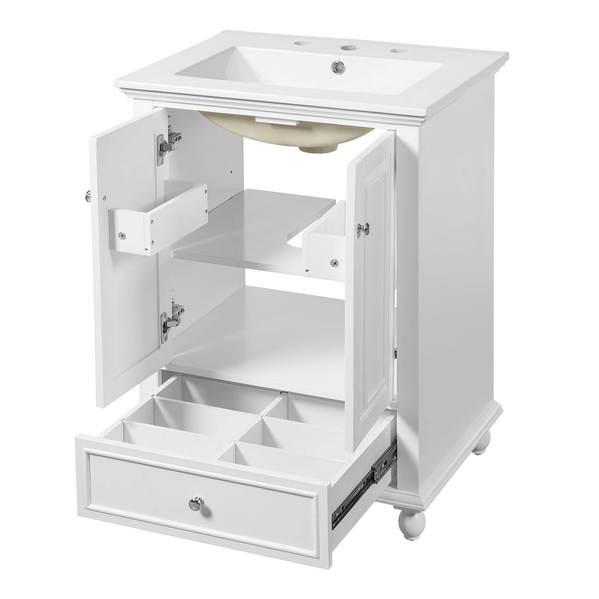 Modern Bathroom Vanity With Sink, Cabinet, And Drawers