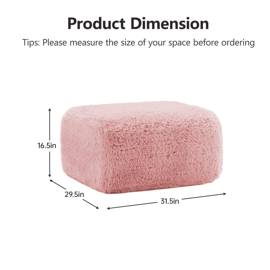 Aviana Ottoman Plush Fabric with Comfortable Design - Pink