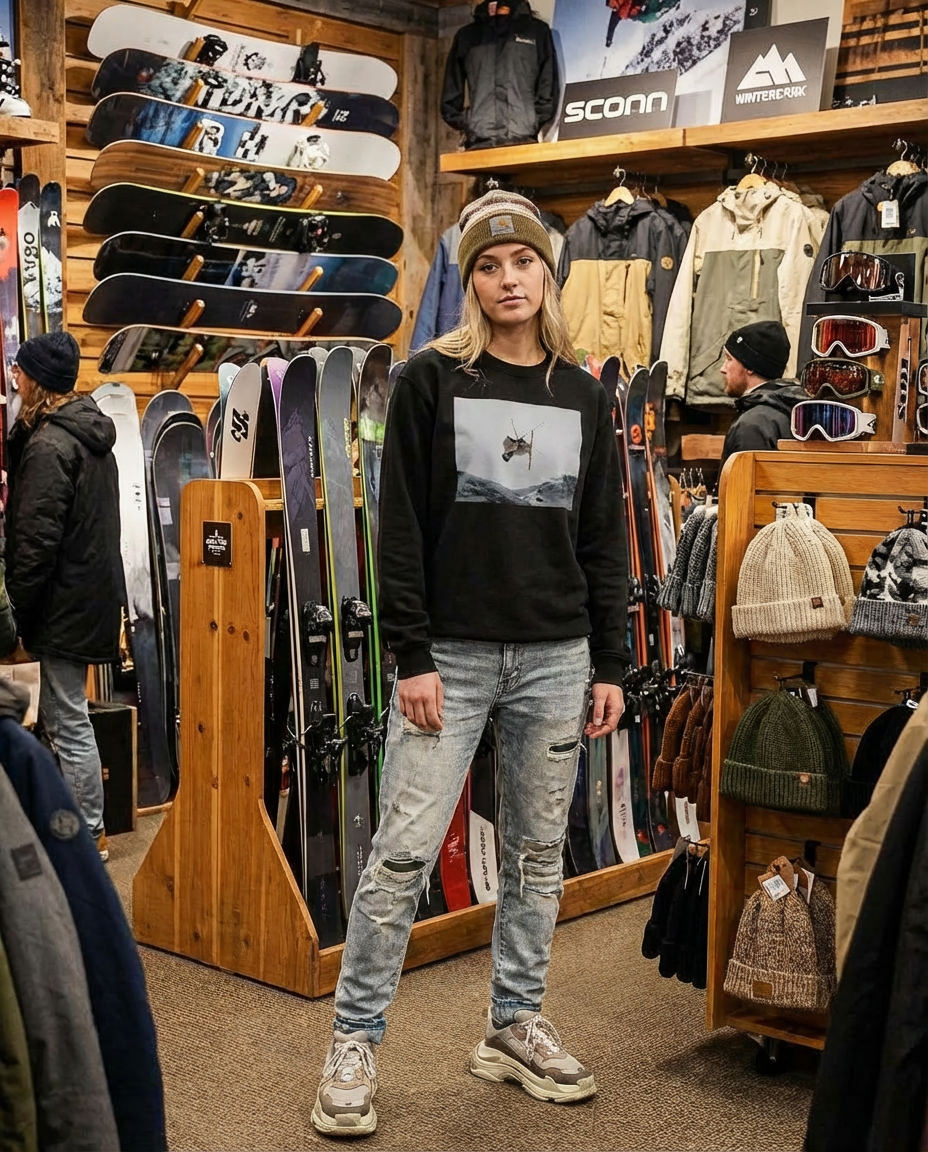 Big Air Jumper, Extreme Sports, French Alps, Moss Apparel, Unisex Crewneck Sweater