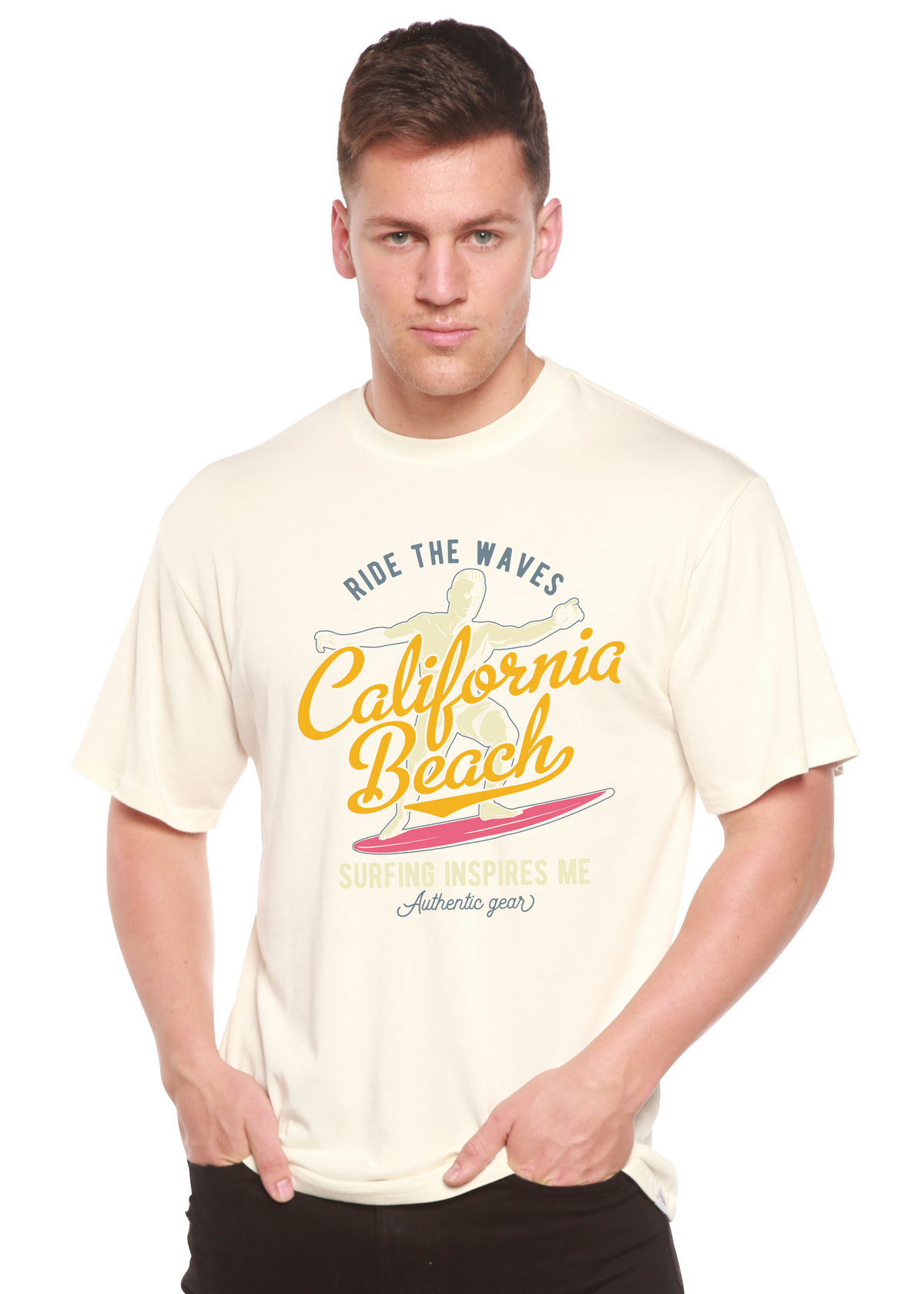 California Beach Men's Bamboo Viscose/Organic Cotton Short Sleeve Graphic T-Shirt