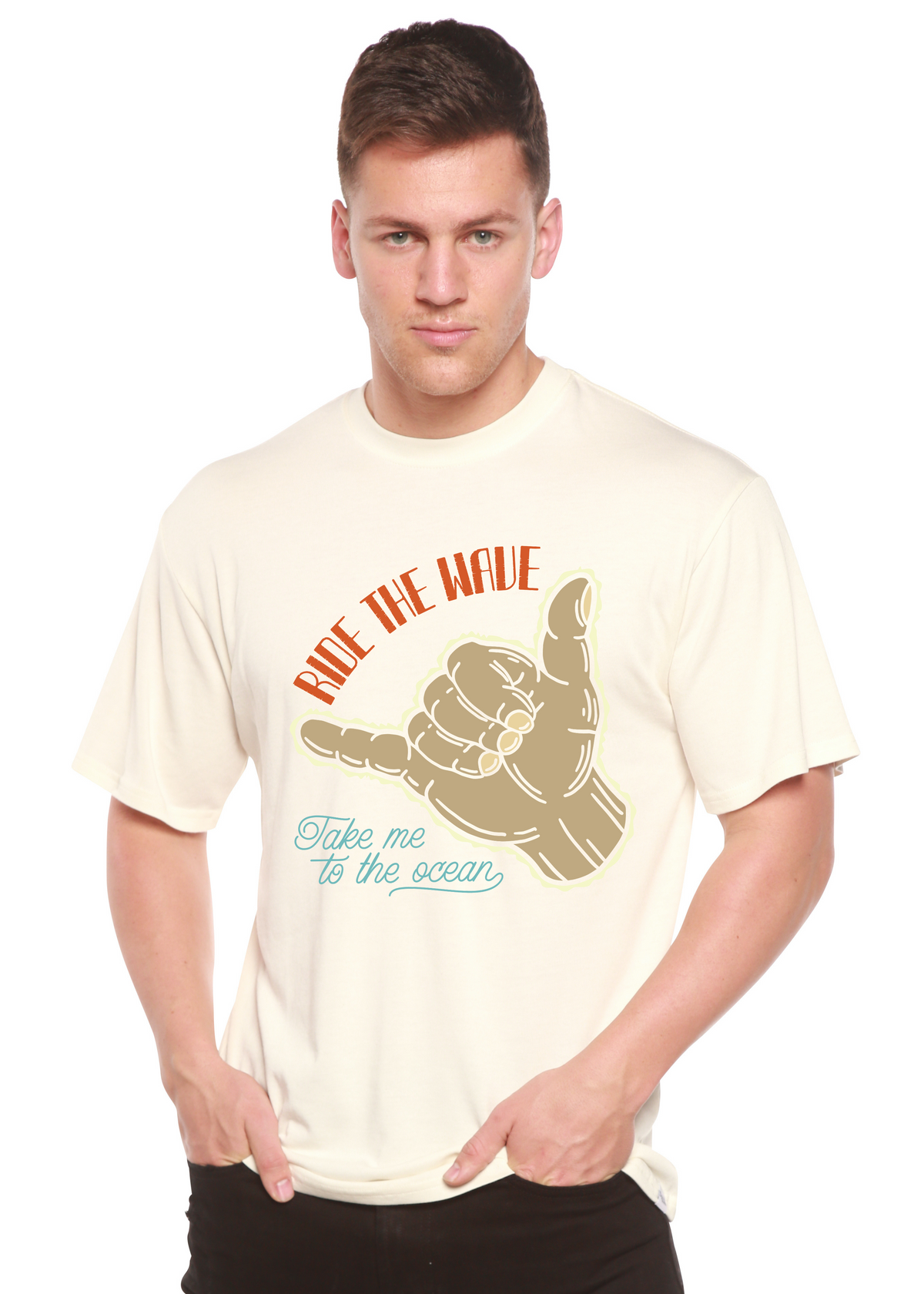Ride The Wave Men's Bamboo Viscose/Organic Cotton Short Sleeve Graphic T-Shirt